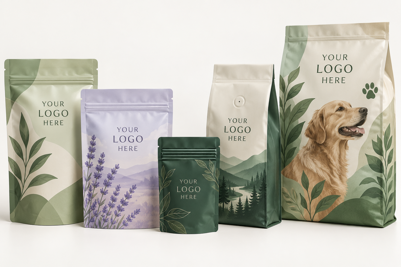 Stand-up pouches, resealable bags, coffee valve bag and pet food packaging