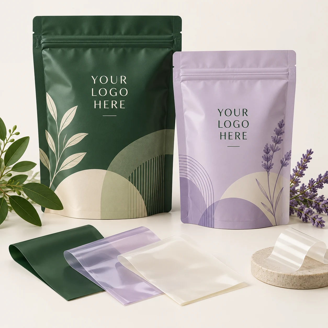 Recyclable & PCR Material Options — customizable product design concept